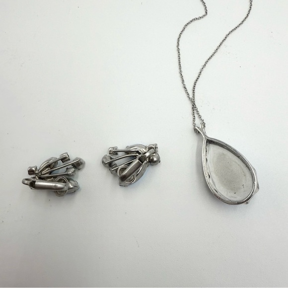 Vintage Aurora Borealis AB Austrian Crystal Dangle Bridal Earring Necklace Sets - Picture 7 of 9